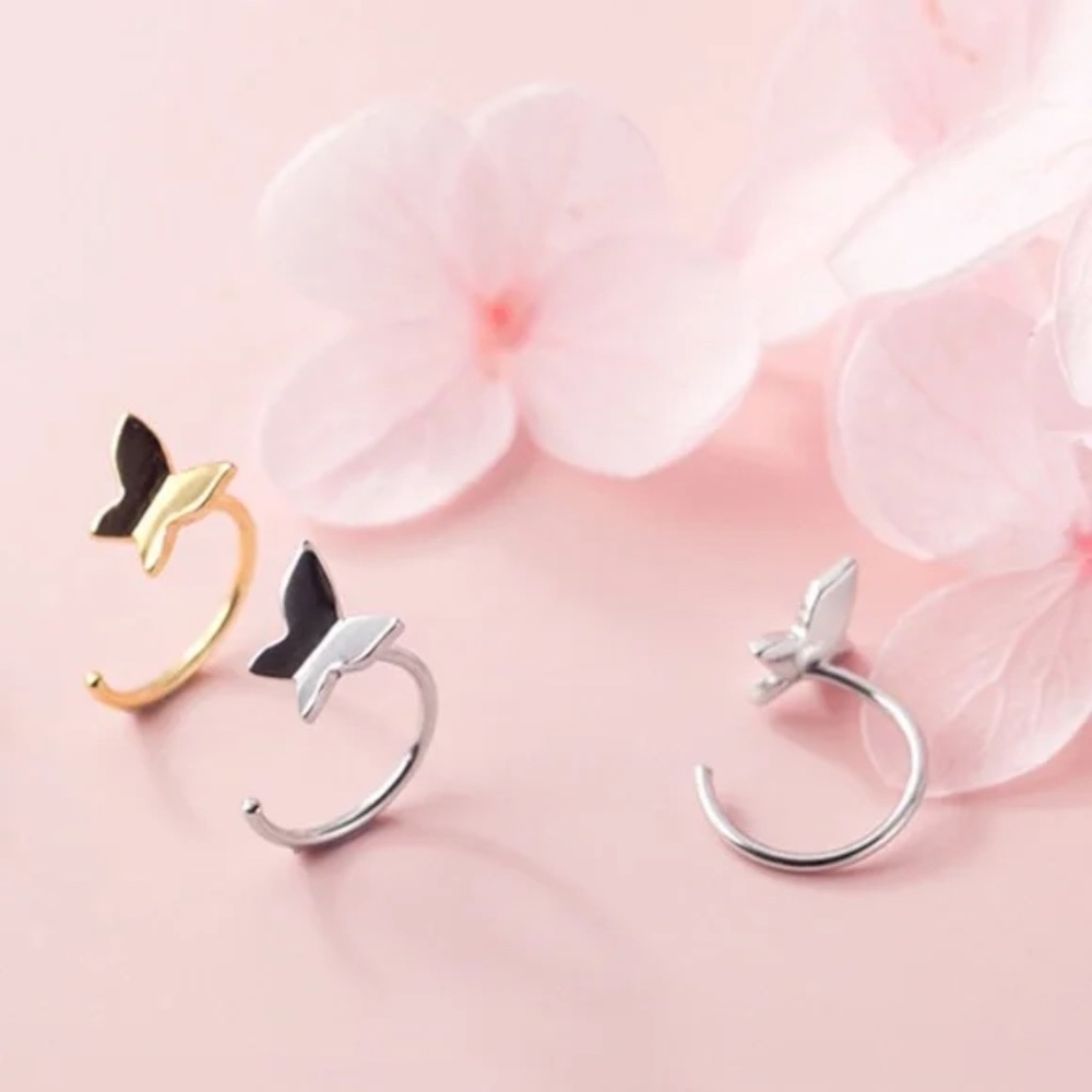 NWT Sterling Silver Butterfly Earrings Cuff Wrap Gift Birthday Present Daughter